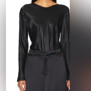 NWOT Antonio Melani 100% Silk Black Long Sleeve Blouse S